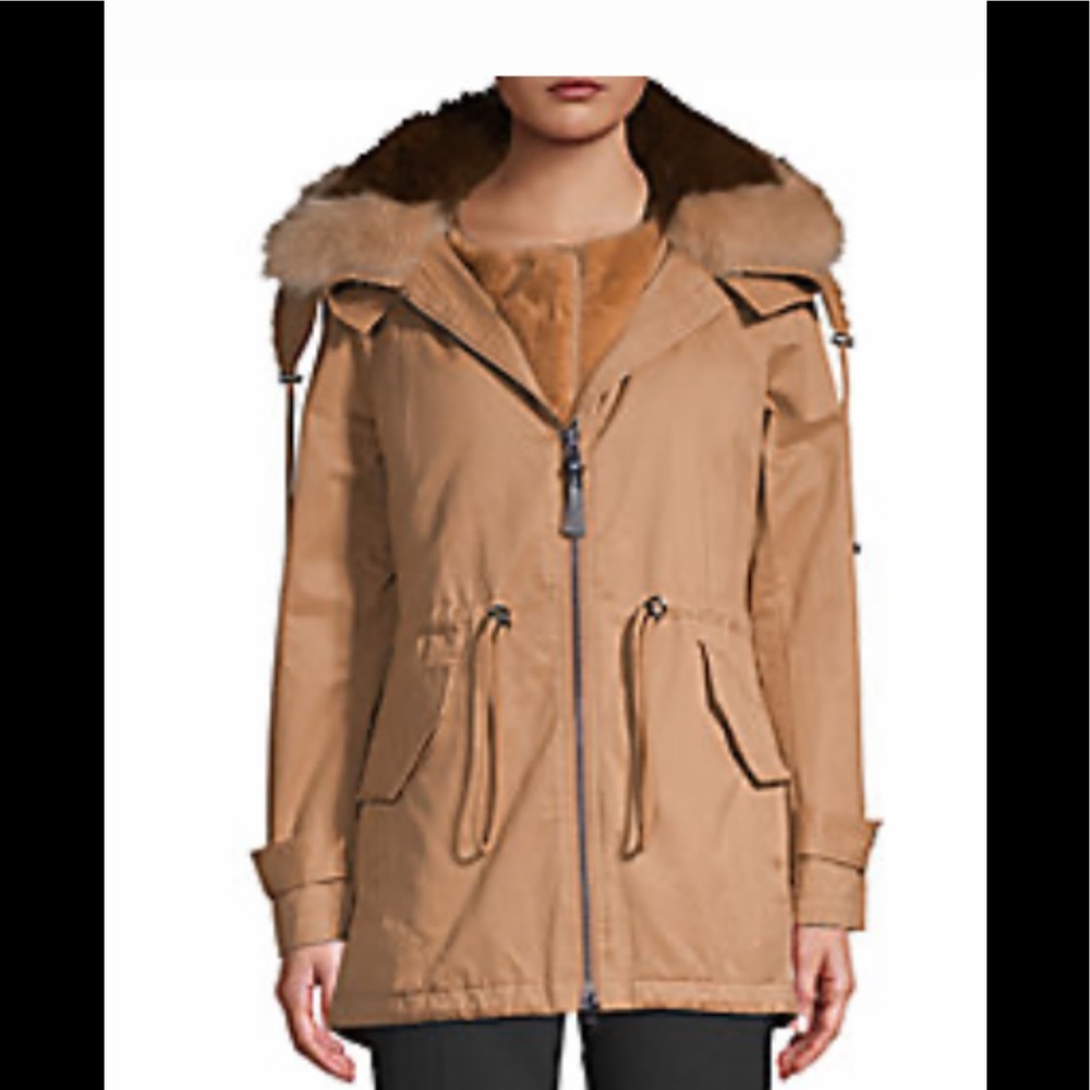 🔥🔥Derek Lam 10 Crosby Anorak 2-in-1 Fox-fur Collar.